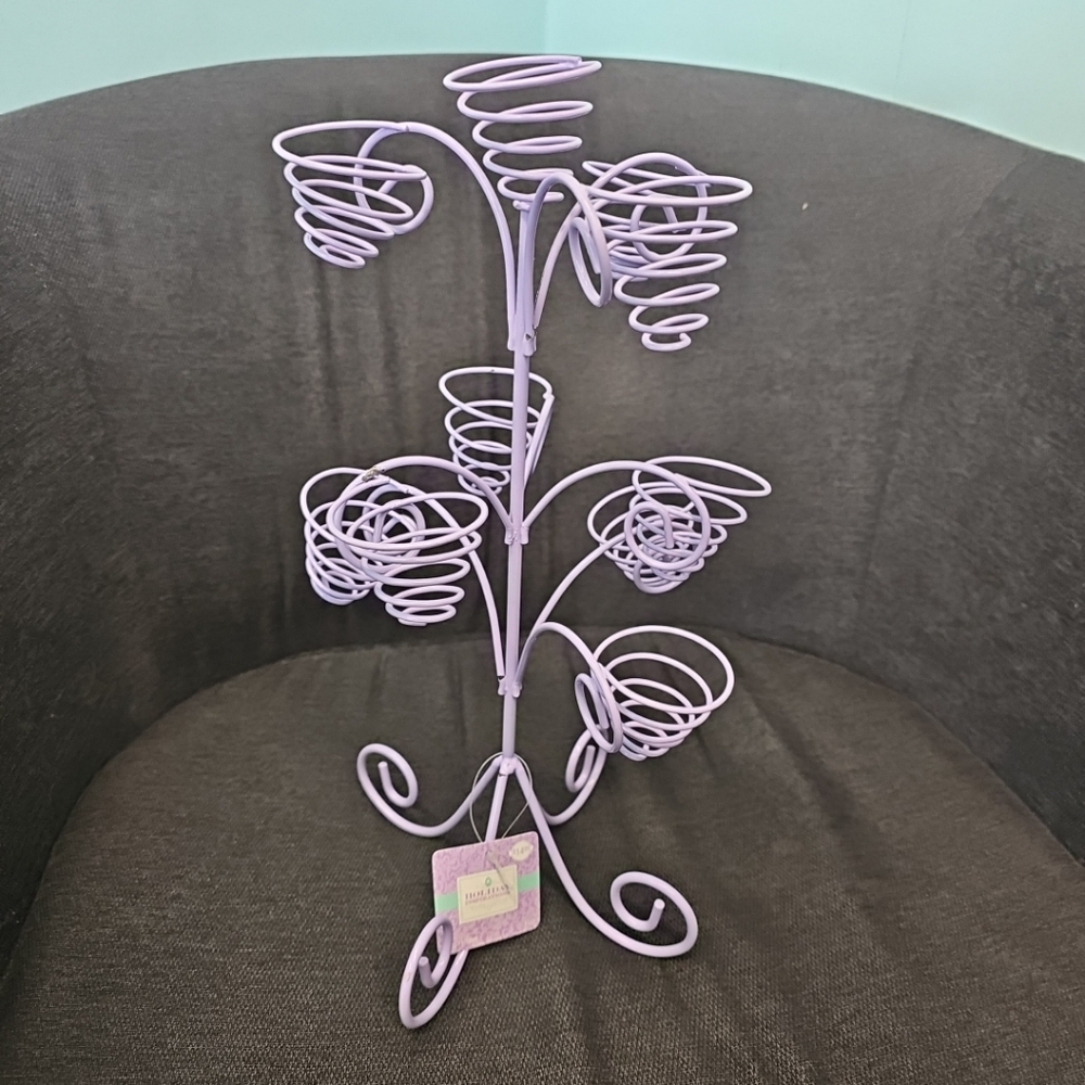 NWT Retro Metal Easter Egg Holder Stand Purple Lilac Holiday Inspirations